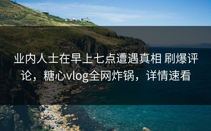 业内人士在早上七点遭遇真相 刷爆评论，糖心vlog全网炸锅，详情速看