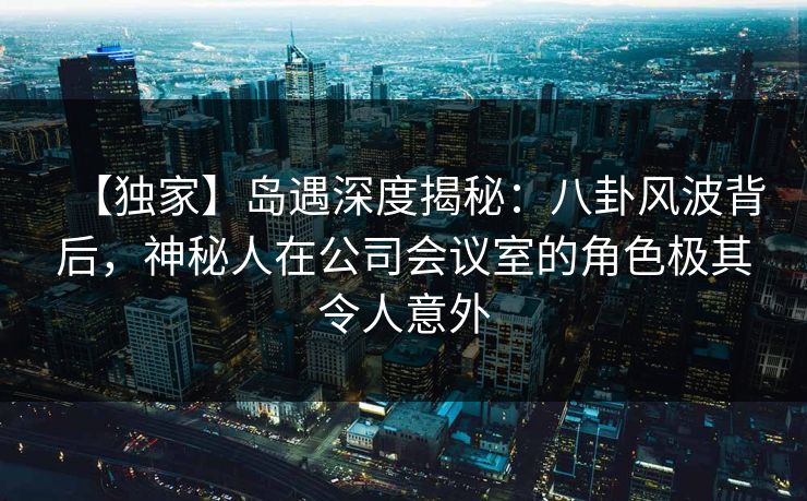 【独家】岛遇深度揭秘：八卦风波背后，神秘人在公司会议室的角色极其令人意外