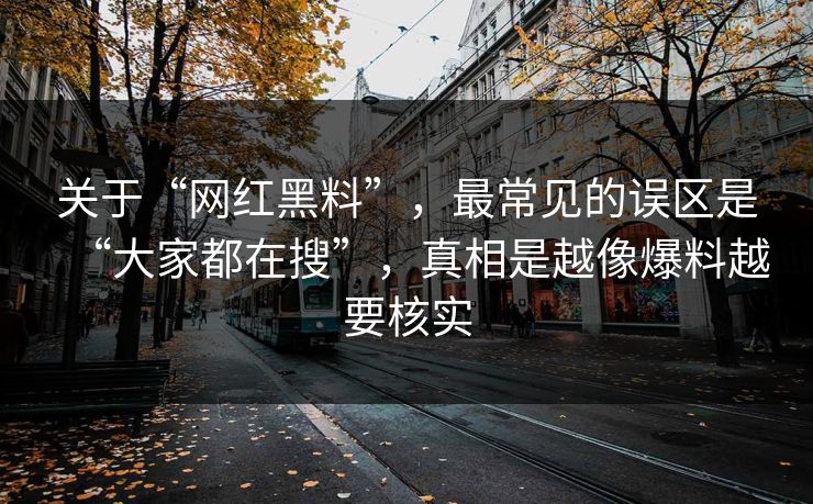 关于“网红黑料”，最常见的误区是“大家都在搜”，真相是越像爆料越要核实